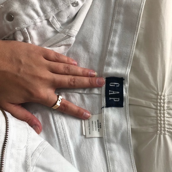 white cotton denim high waist shorts - Picture 4 of 4